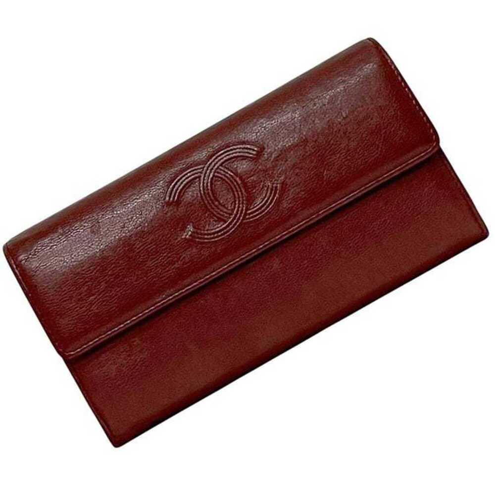 CHANEL Authentic Red Leather Logo Wallet - Picture 2 of 11